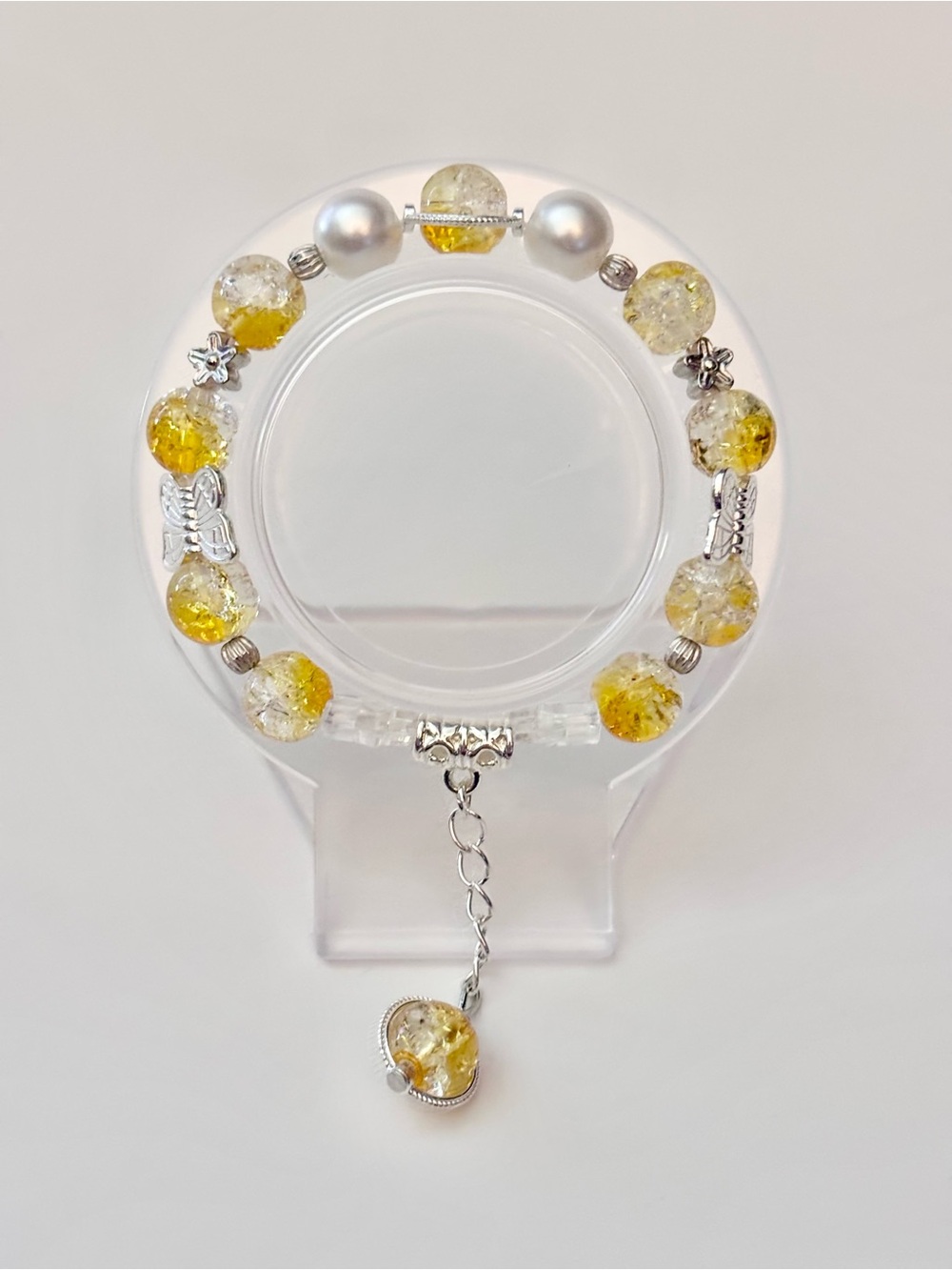 Handmade Yellow Butterfly Charm Bracelet - Picture 1 of 5